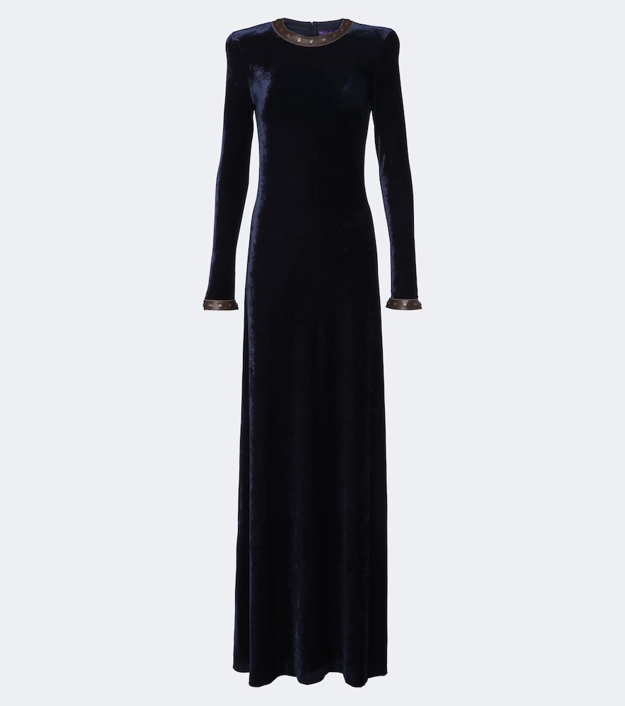 Abito lungo Nancie in velour con pelle
