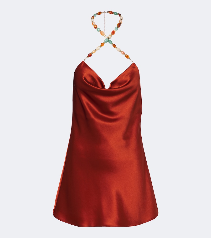 Retrofête Minikleid Marvel aus Satin mit Zierperlen