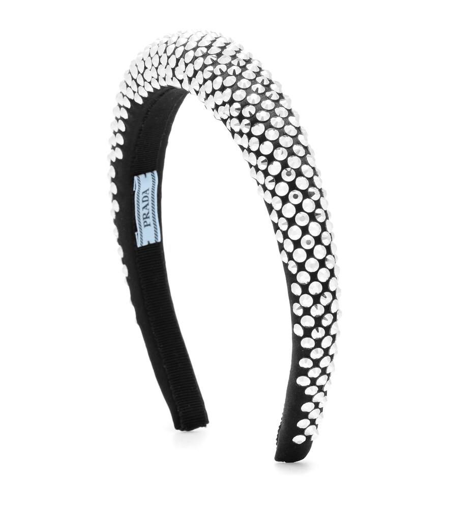 Prada Crystal-embellished Headband In Silver | ModeSens display picture 1
