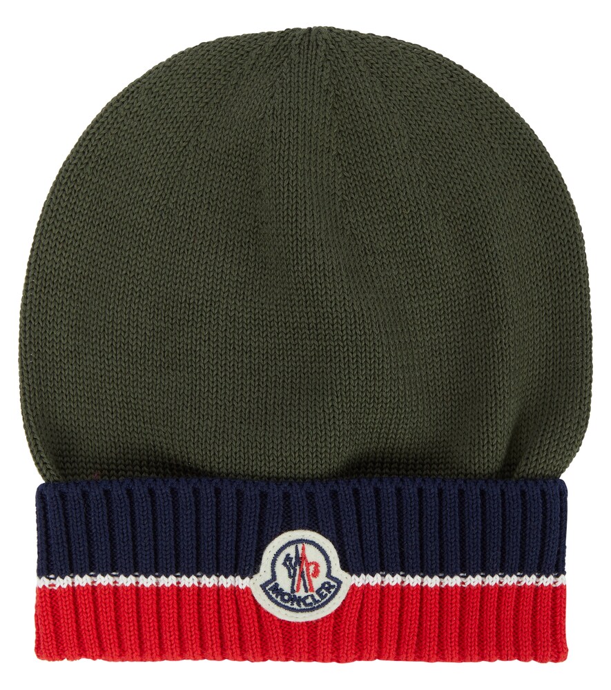 Moncler Kids' Cotton Beanie In Khaki 