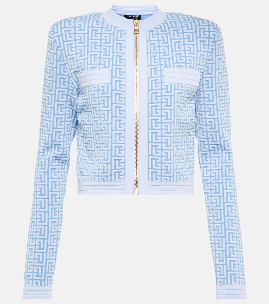 Balmain Monogram jacquard zip cardigan