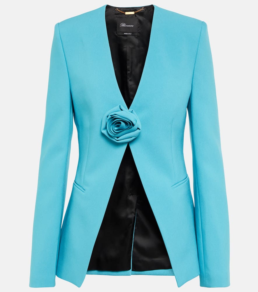 Shop Blumarine Rose-embellished Collarless Blazer In Butterfly