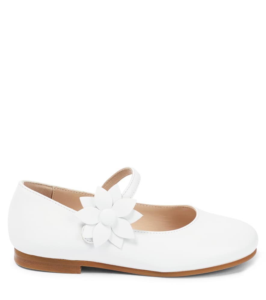 Il Gufo Appliqué Leather Ballet Flats In Bianco