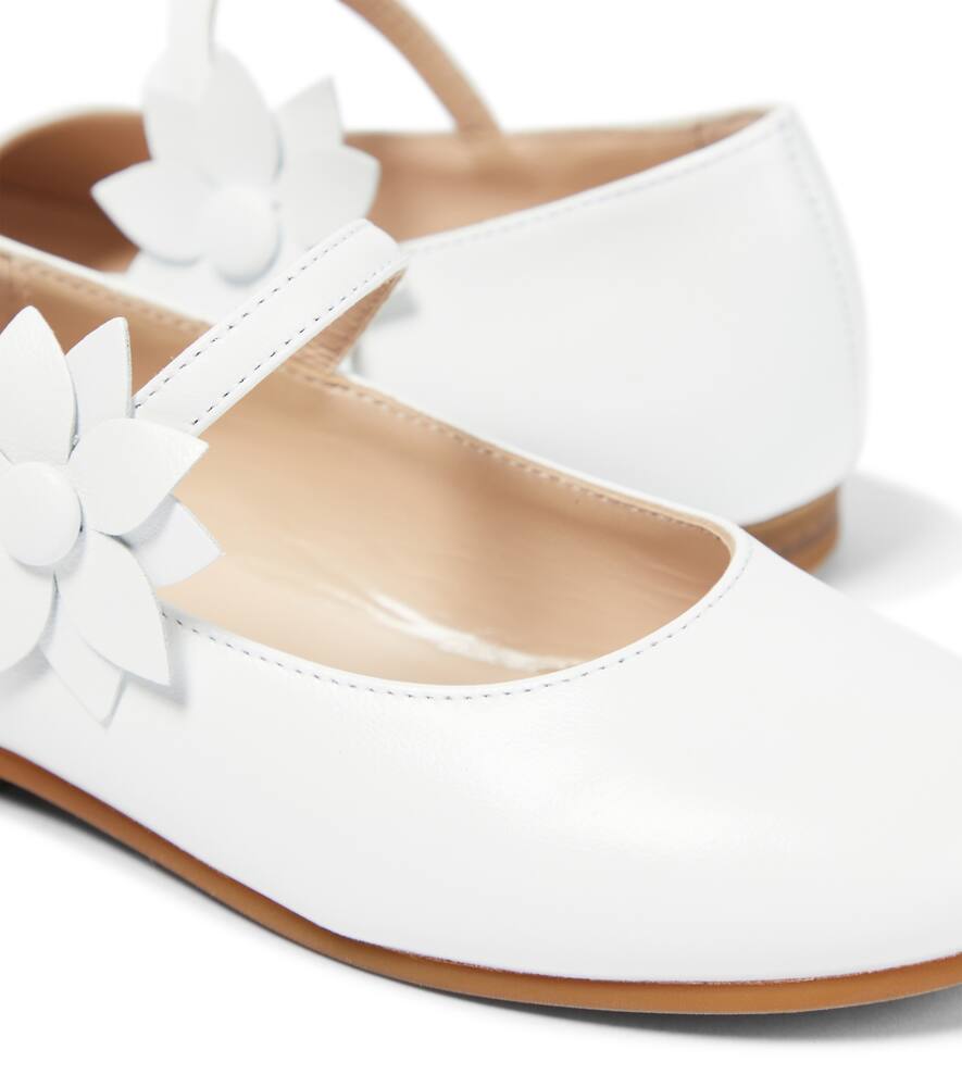 Il Gufo Appliqué Leather Ballet Flats In Bianco
