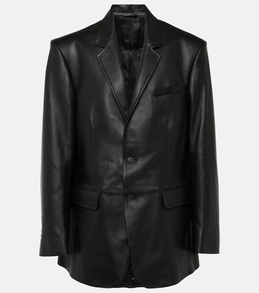 Shop Wardrobe.nyc Oversized Leather Blazer In Black