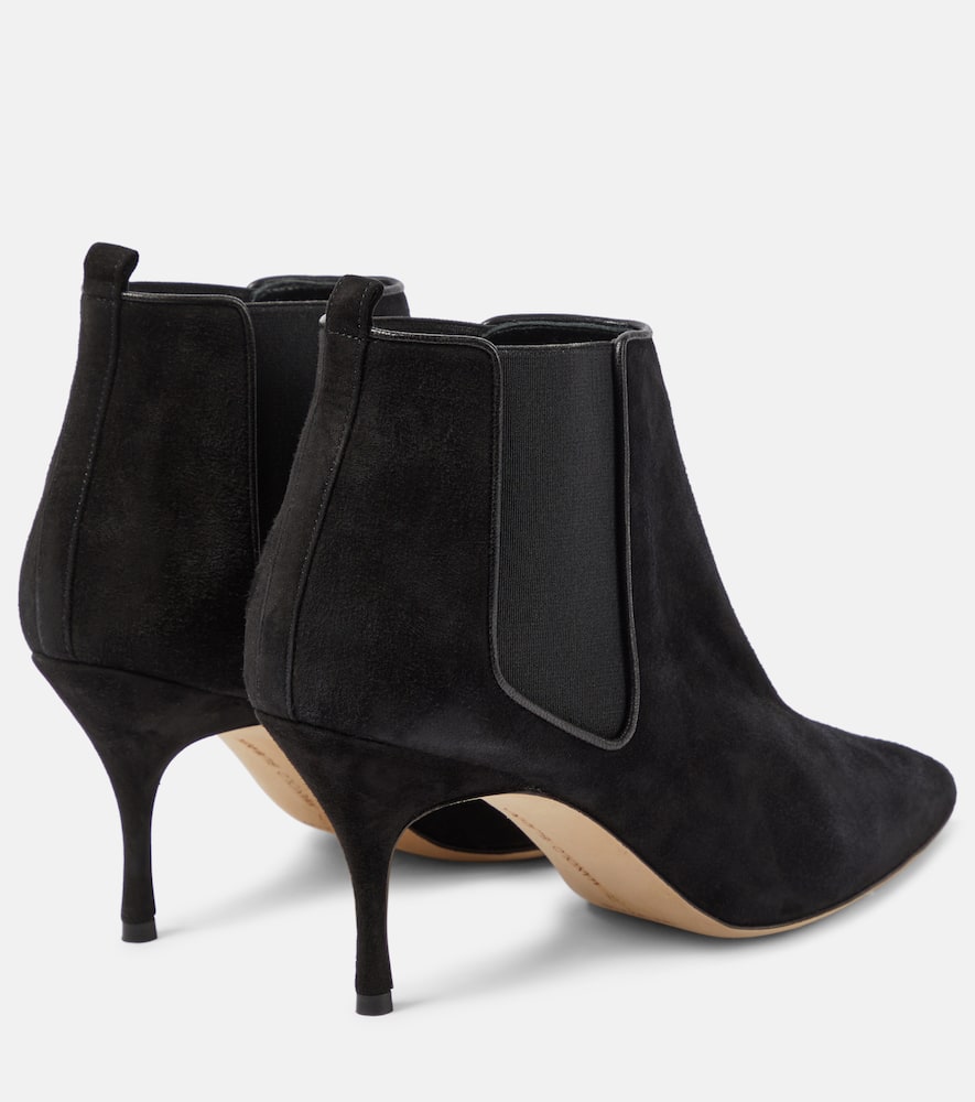 Shop Manolo Blahnik Dildi Otto Suede Ankle Boots In Black