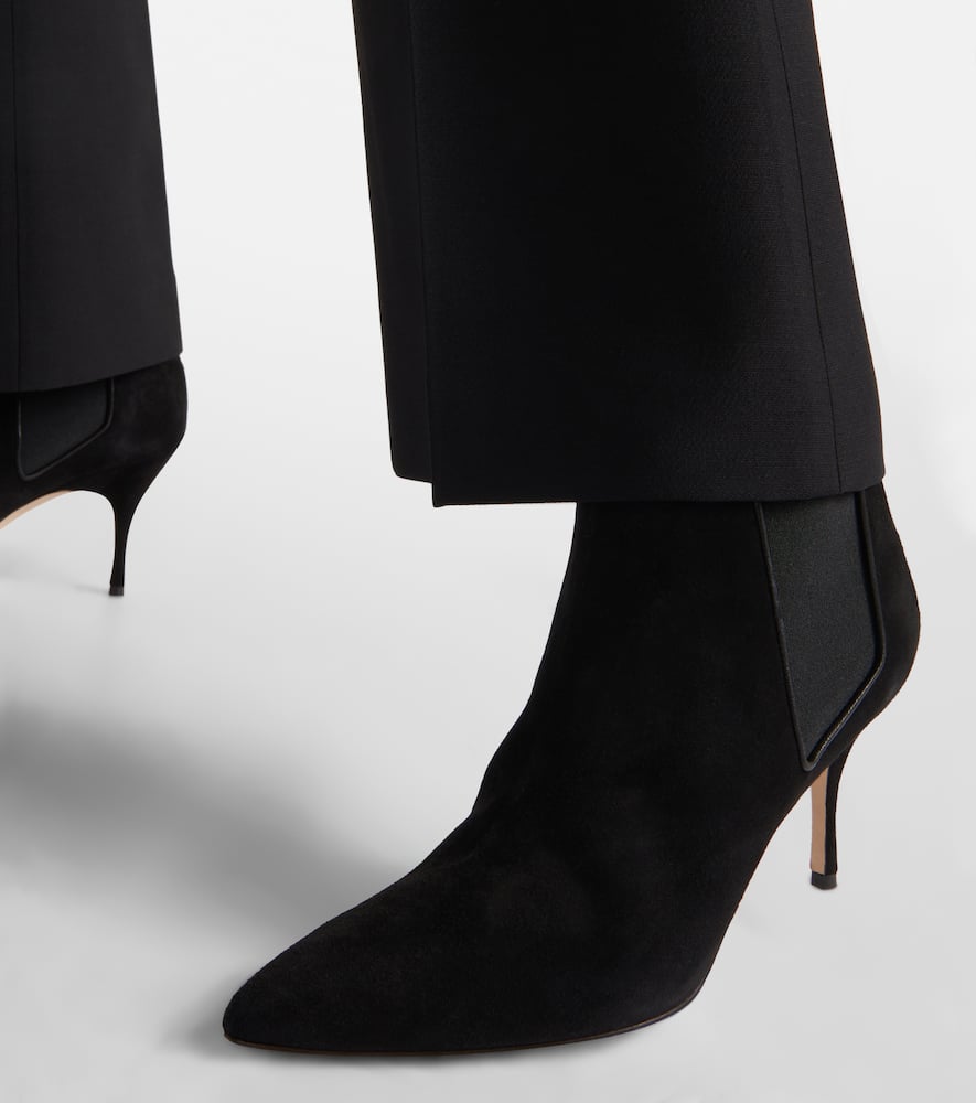 Shop Manolo Blahnik Dildi Otto Suede Ankle Boots In Black