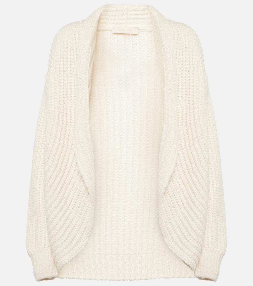 Shop Loro Piana Cocooning Silk Knit Cardigan In White