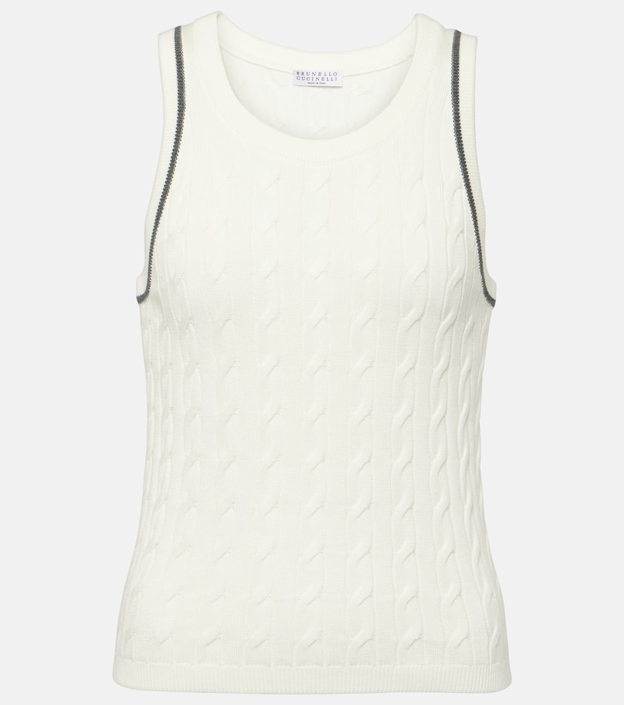 Brunello Cucinelli Cable-knit Cotton Top In White