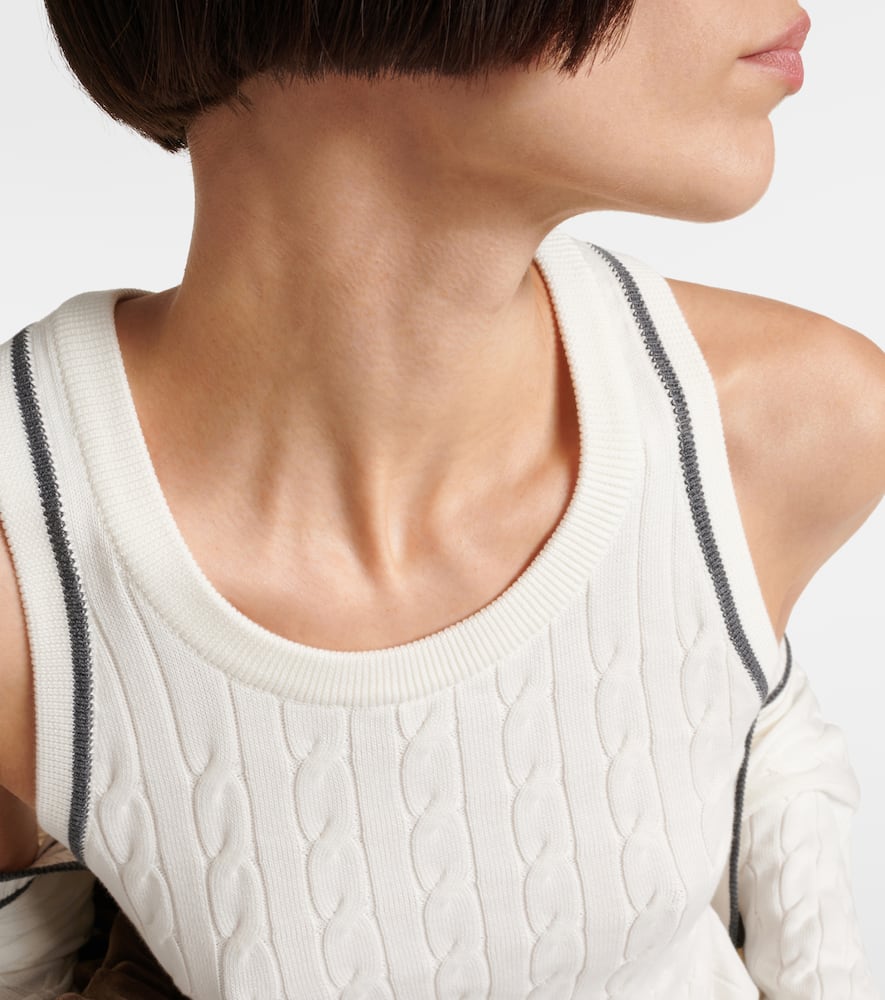 Brunello Cucinelli Cable-knit Cotton Top In White