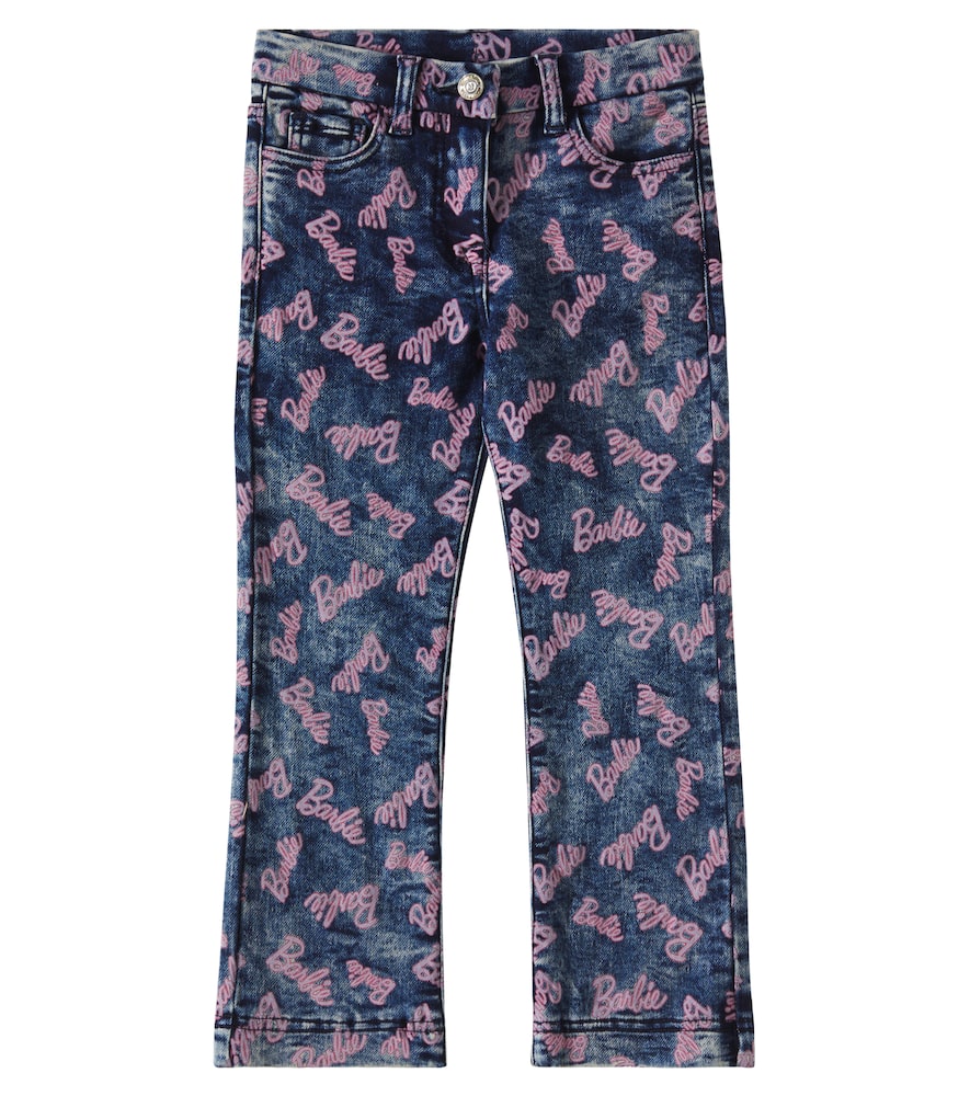 Monnalisa X Barbie Printed Straight Jeans In Blue