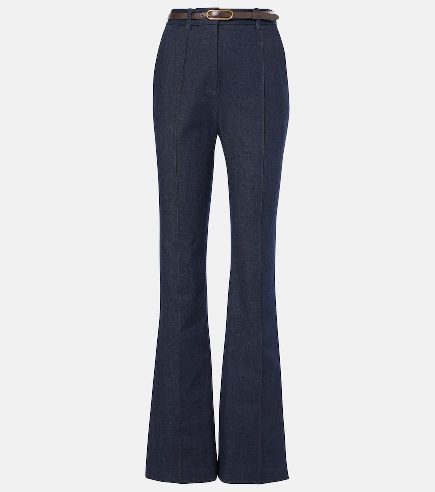 Veronica Beard Carson Off-duty High Waist Ankle Flare Jeans In Blue