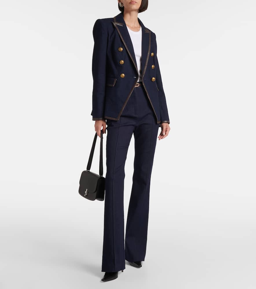 Veronica Beard Carson Off-duty High Waist Ankle Flare Jeans In Blue