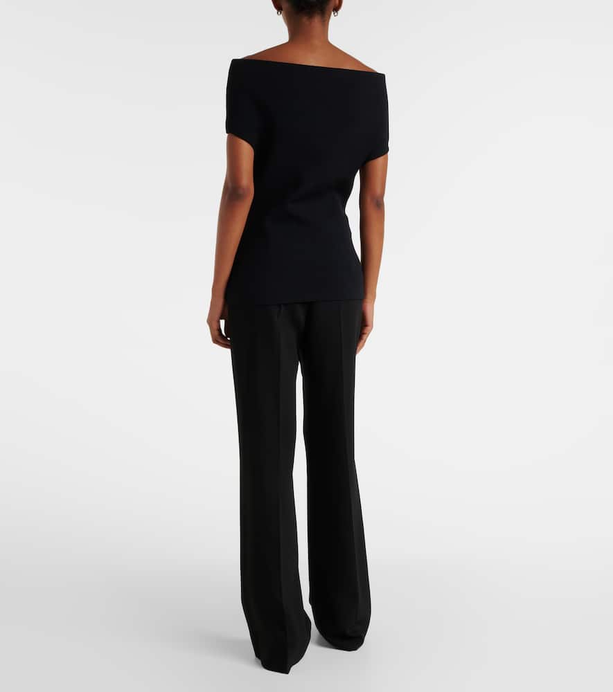 Totême Knitted Off-shoulder Top In Black