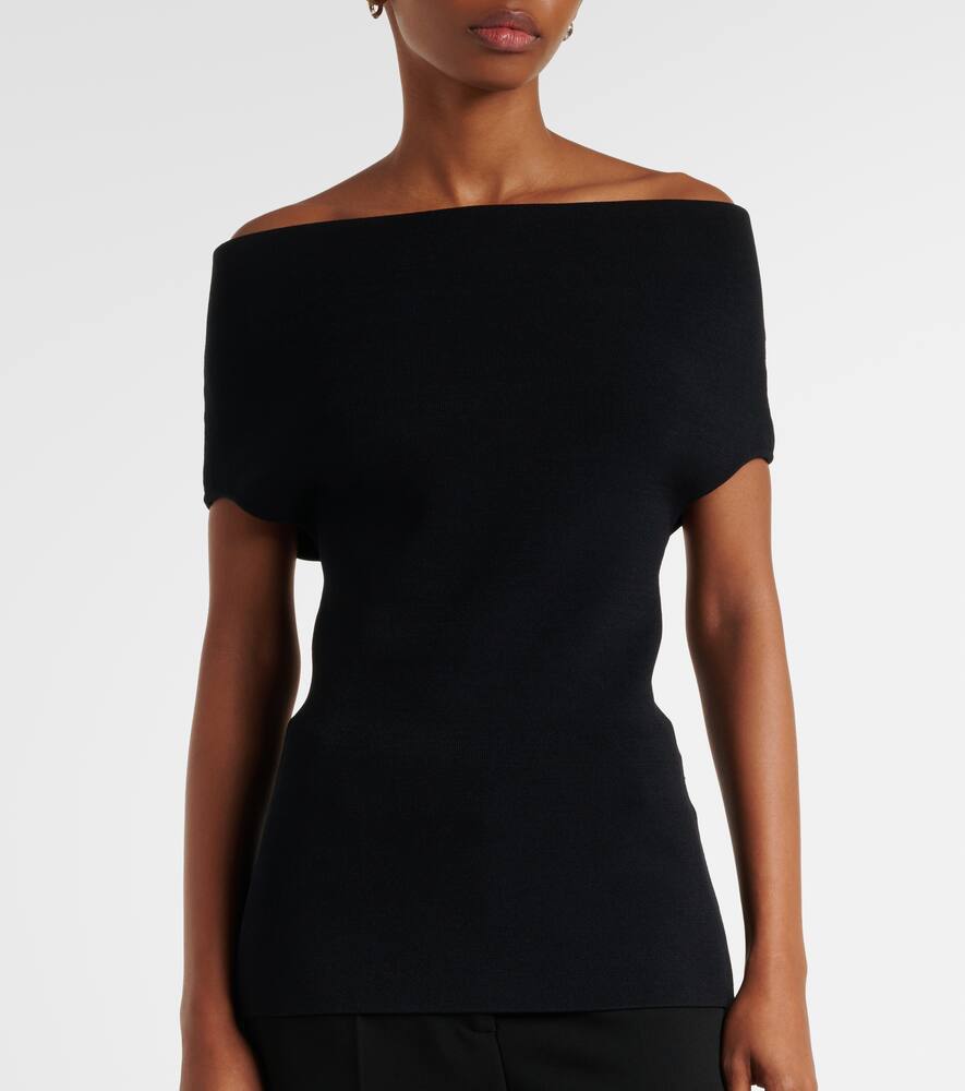 Totême Knitted Off-shoulder Top In Black
