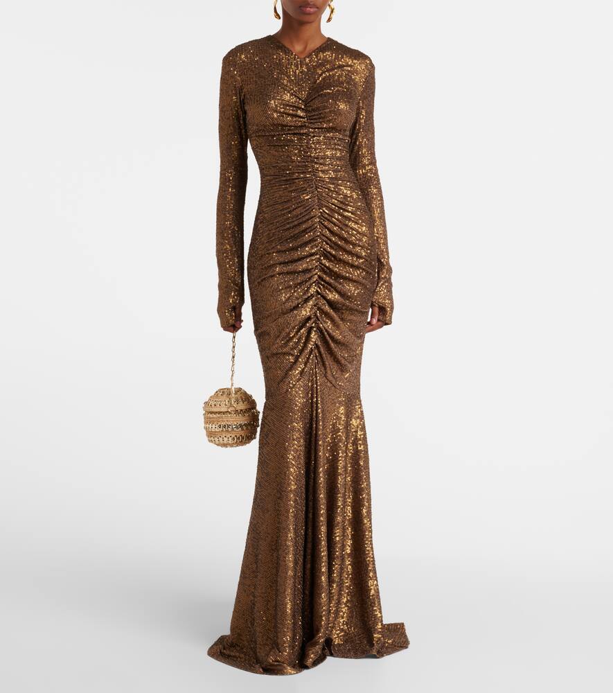Norma Kamali Shirred Fishtail Gown - Women's - Spandex/elastane/polyester In Metallic