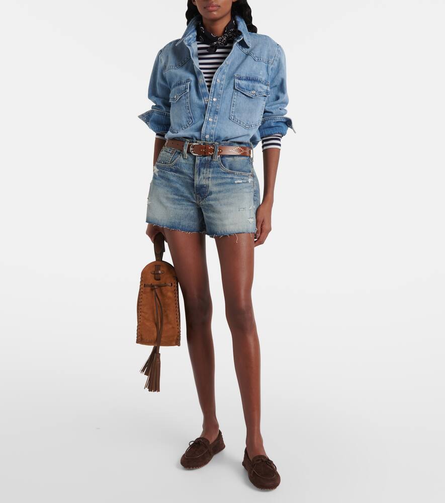 Shop Polo Ralph Lauren Embroidered Denim Shirt In Blue