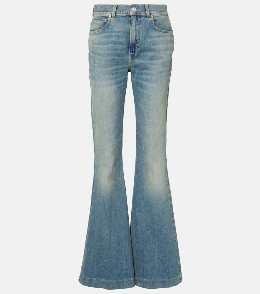 Alexander Mcqueen Faded Flared Jeans In Blue