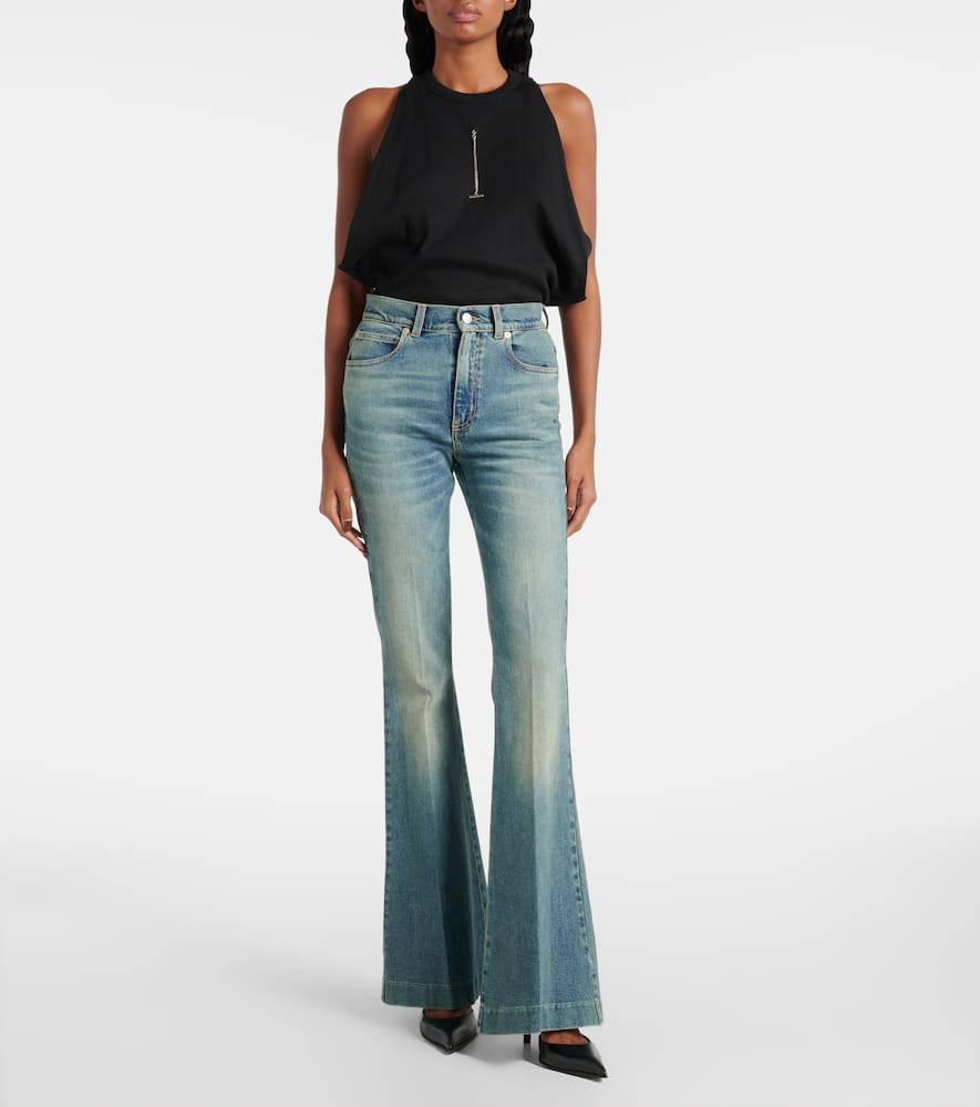 Alexander Mcqueen Faded Flared Jeans In Blue