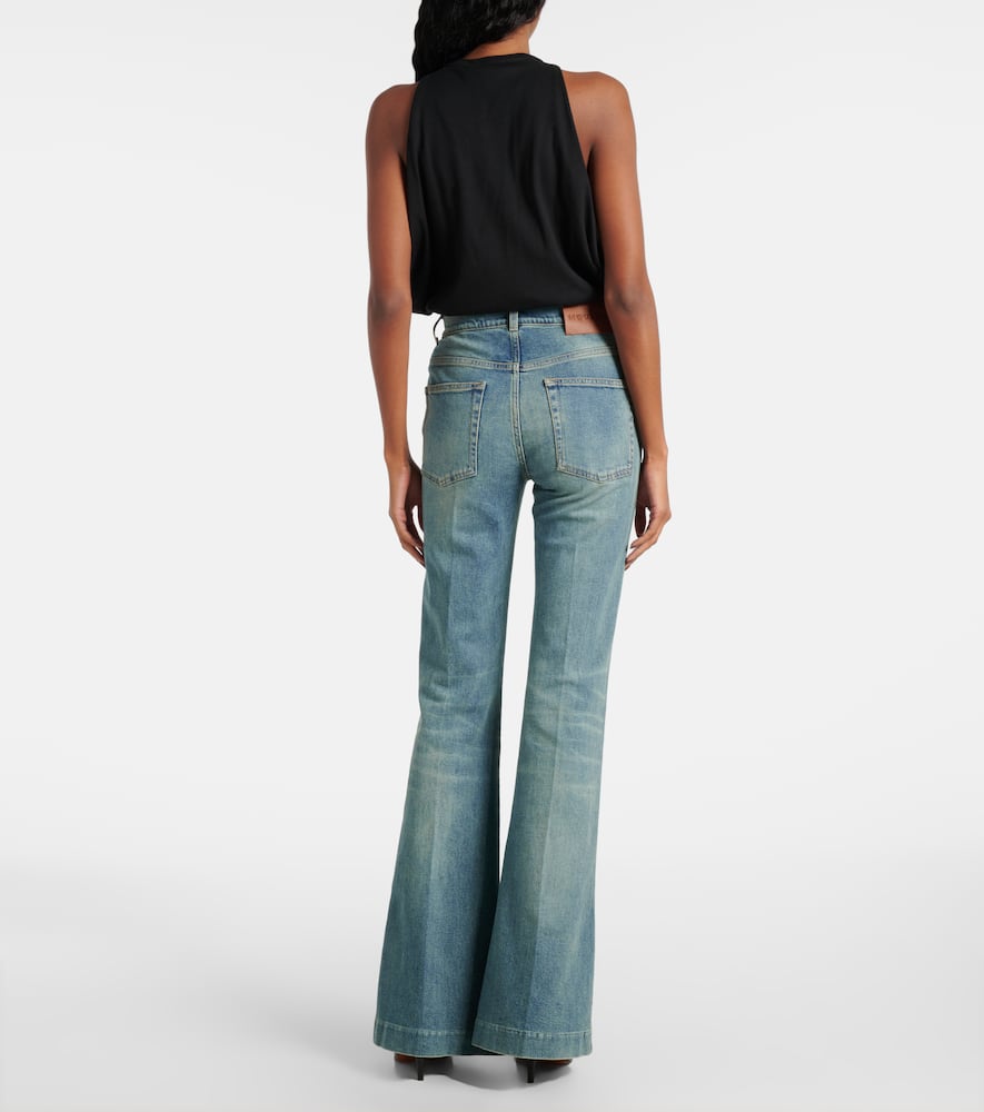 Alexander Mcqueen Faded Flared Jeans In Blue