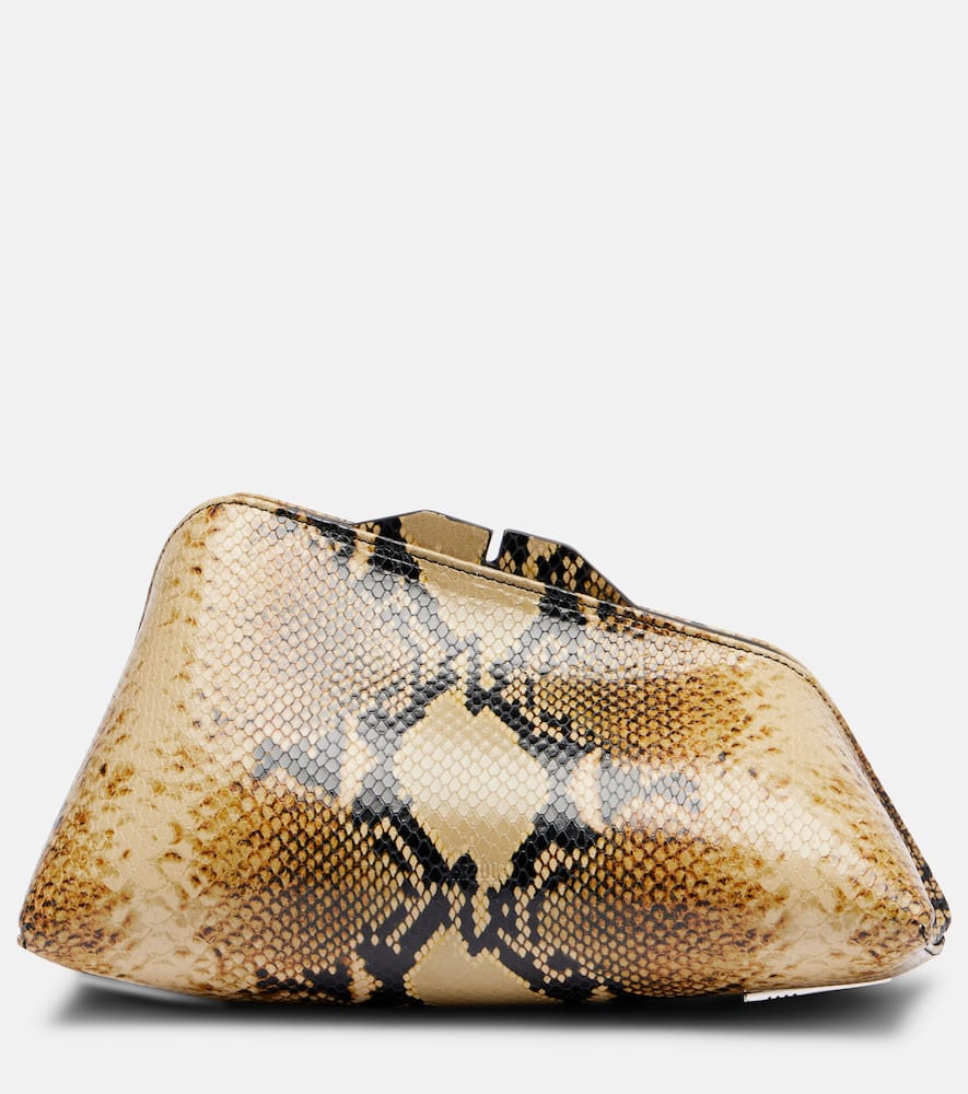 8.30 PM snake-effect leather clutch