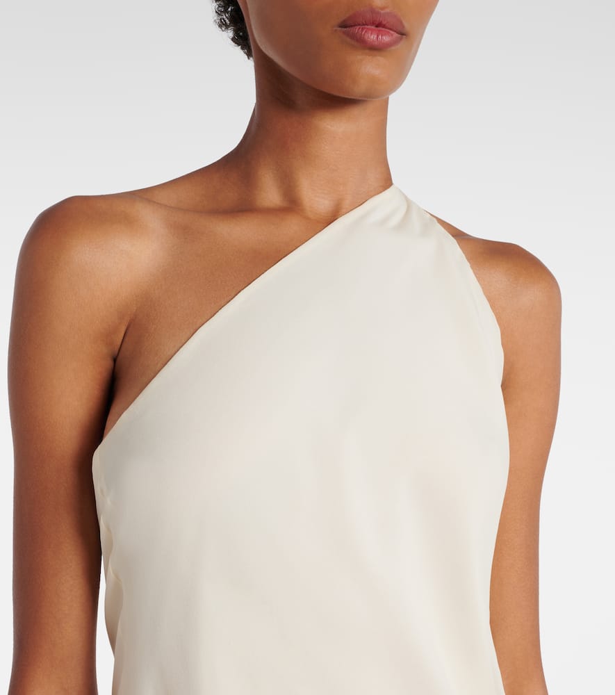 The Sei One-shoulder Ruffled Silk Gown In White