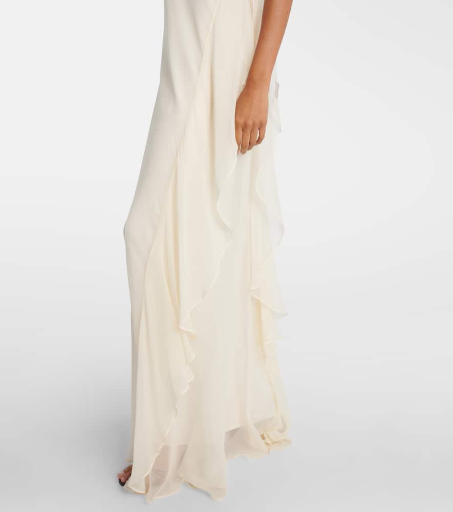 The Sei One-shoulder Ruffled Silk Gown In White