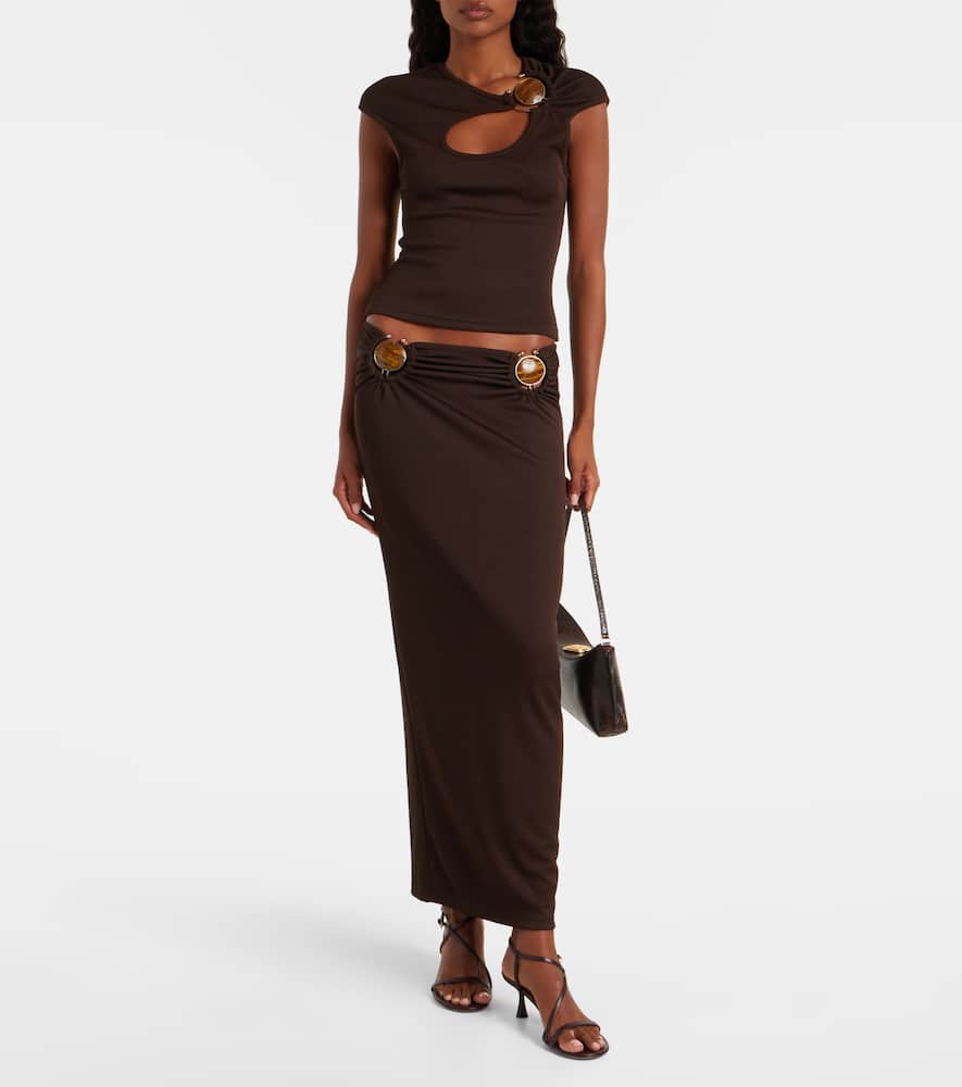 Christopher Esber Gathered Maxi Skirt In Brown