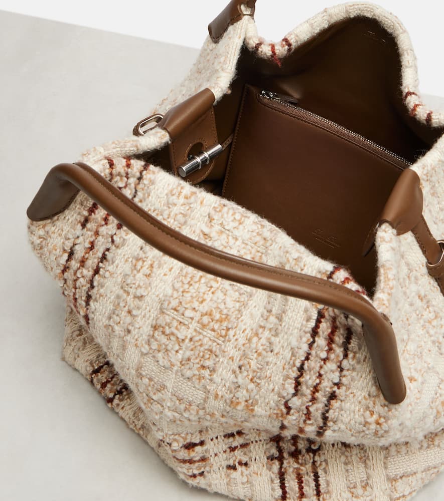 Loro Piana Bale Large Leather-trimmed Tote Bag In Neutral
