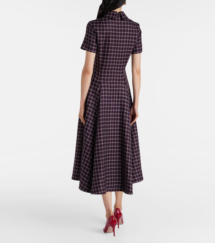 Emilia Wickstead Jody Houndstooth Wool-blend Midi Dress In Brown