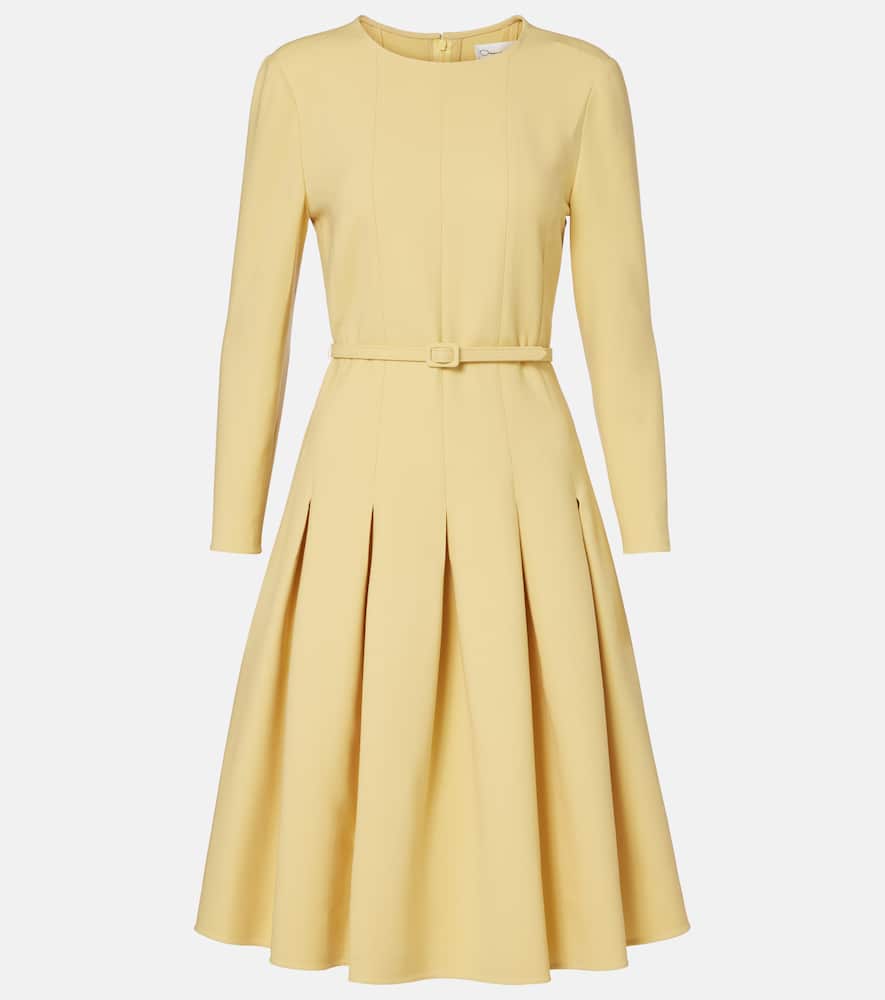 Oscar De La Renta Pleated Crêpe Midi Dress In Yellow