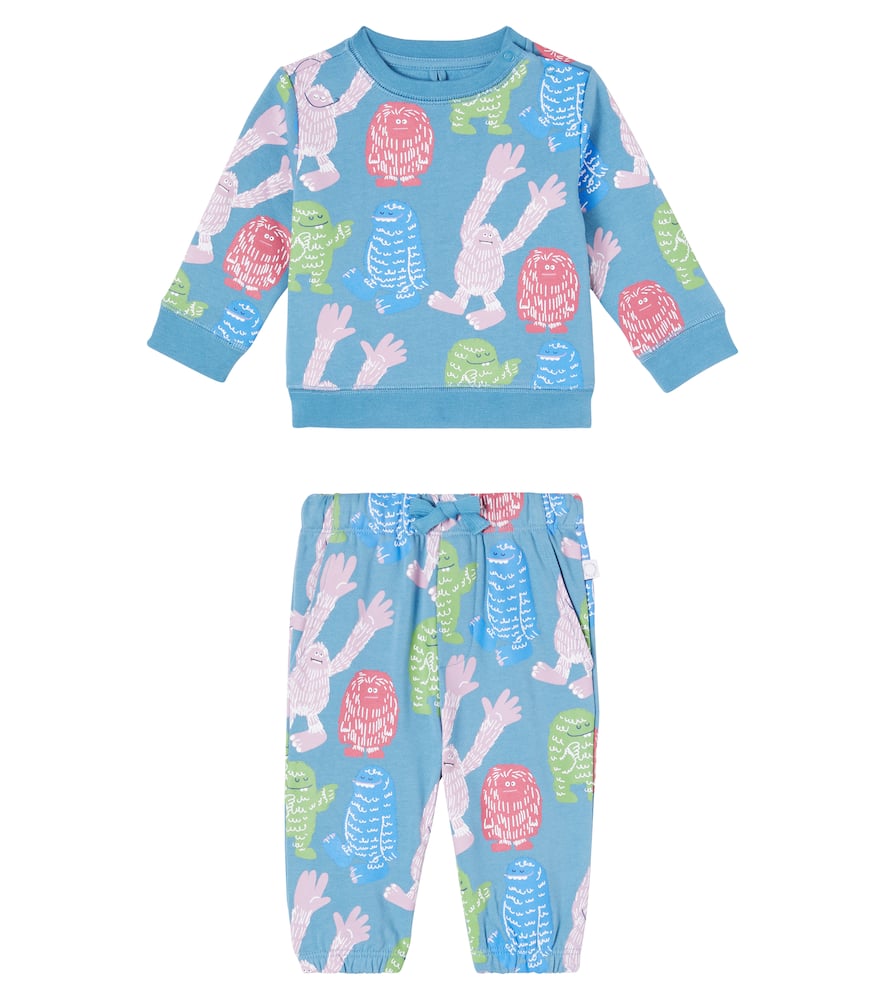 Stella Mccartney Printed Cotton Sweatshirt And Sweatpants Set In Blue