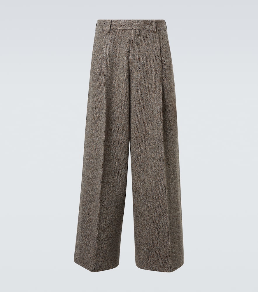 Dries Van Noten Wool-blend Wide-leg Pants In Gray
