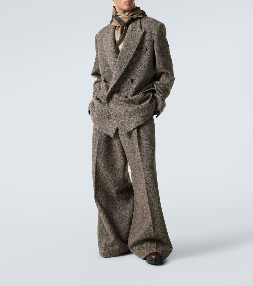 Dries Van Noten Wool-blend Wide-leg Pants In Gray