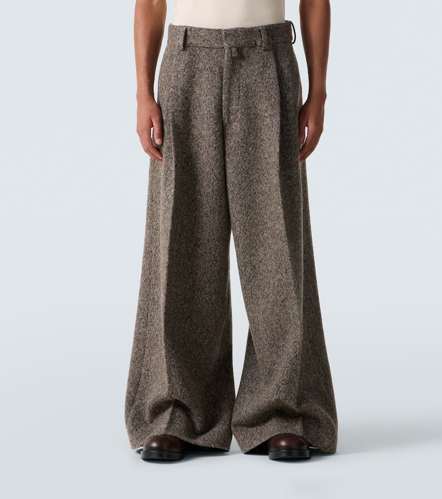 Dries Van Noten Wool-blend Wide-leg Pants In Gray