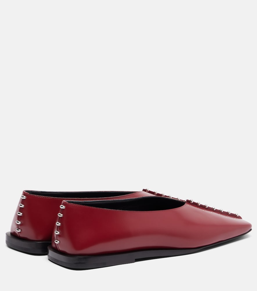  Jil Sander Jil Sander Embellished Leather Ballet Flats 