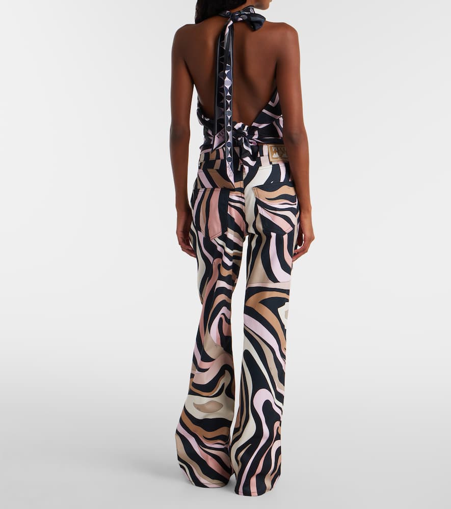 Pucci Iride Halterneck Silk Twill Top In Multi