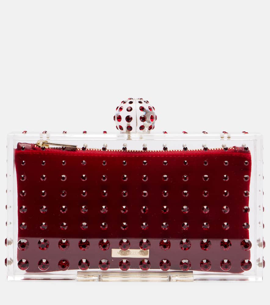 Aquazzura Tequila Mini Beaded Clutch In Red