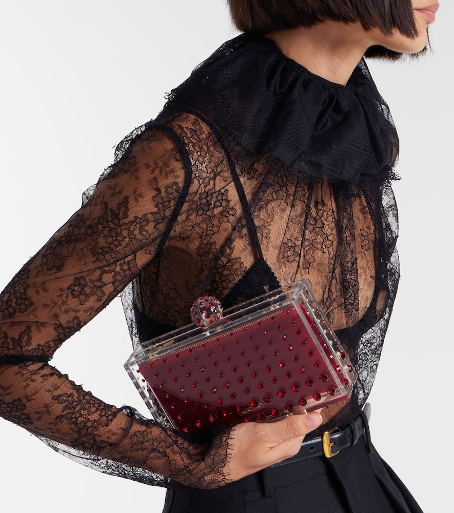 Aquazzura Tequila Mini Beaded Clutch In Red