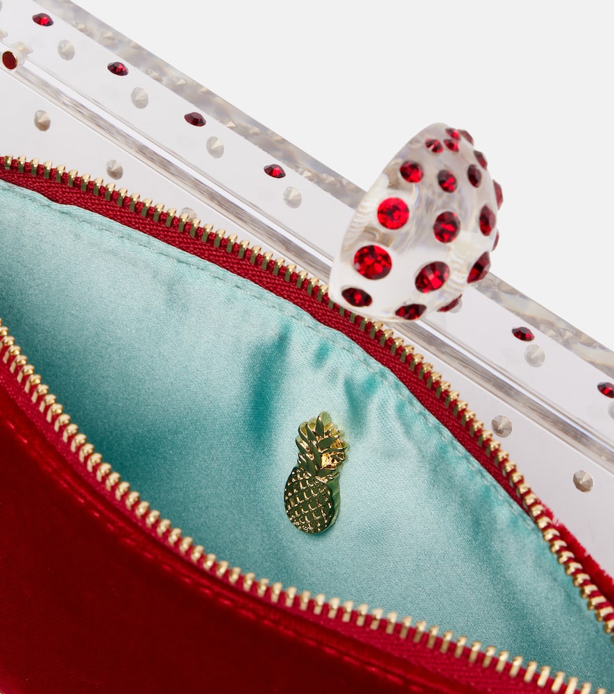 Aquazzura Tequila Mini Beaded Clutch In Red