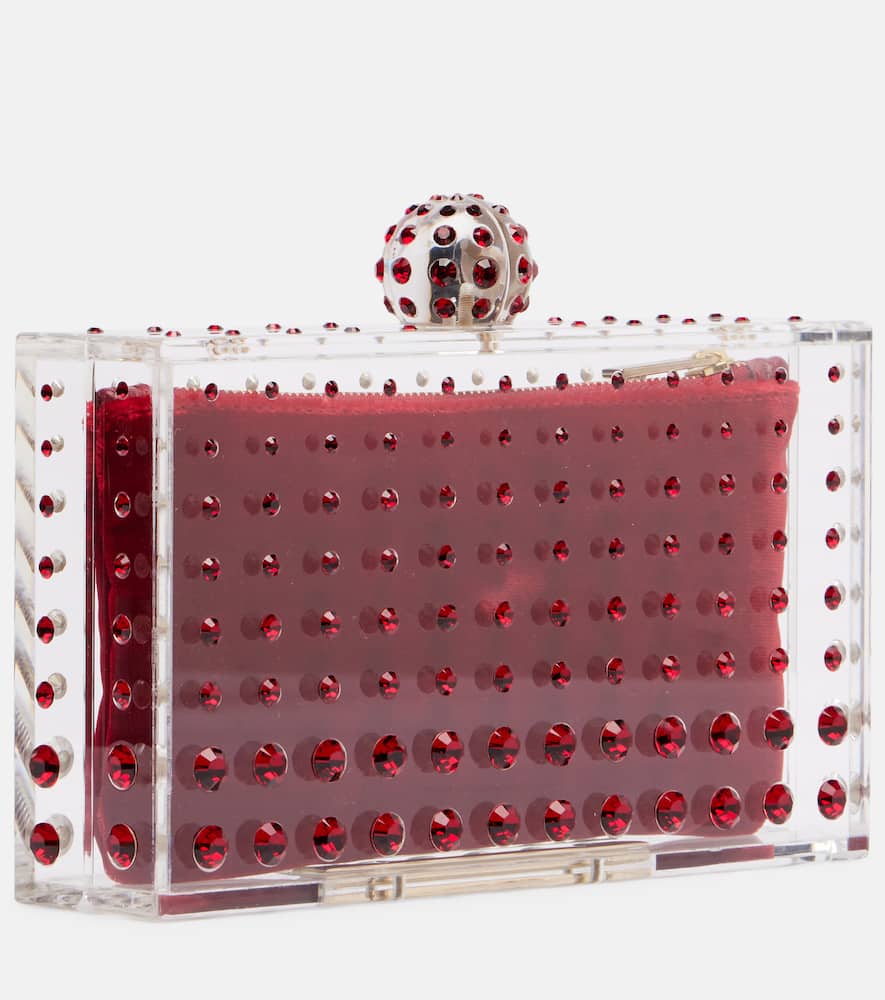 Aquazzura Tequila Mini Beaded Clutch In Red