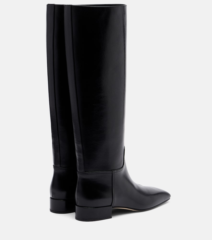 Classic Square Leather Knee-High Boots
