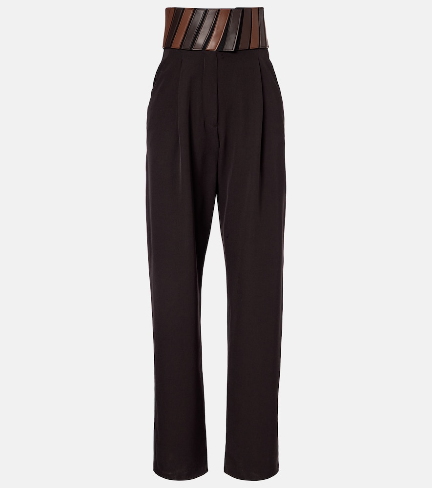 Alaia Alaïa Leather-trimmed wool straight pants | Thumbnail 7 Alaia Alaïa Leather-trimmed wool straight pants | Thumbnail 7