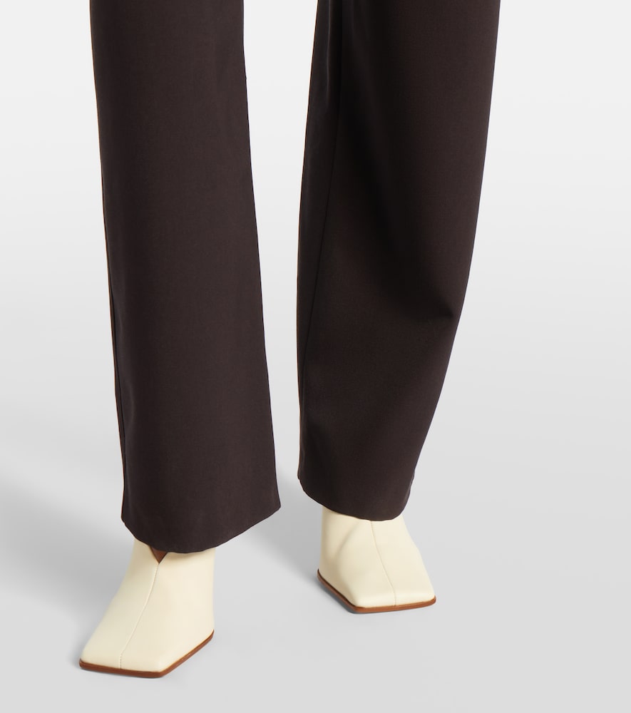  Alaia Alaia Leather-trimmed Wool Straight Pants 