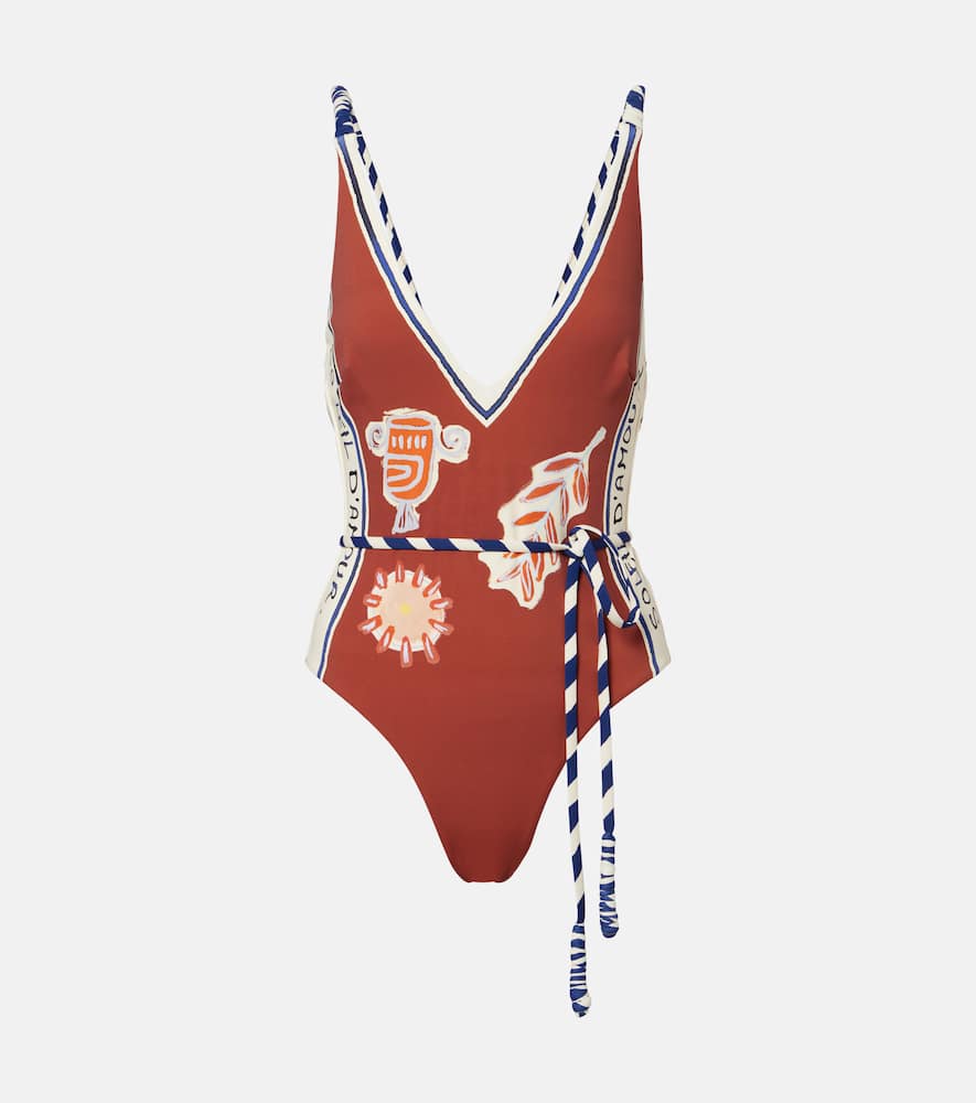 Alemais Alémais Soleil D'amour Printed Swimsuit In Brown