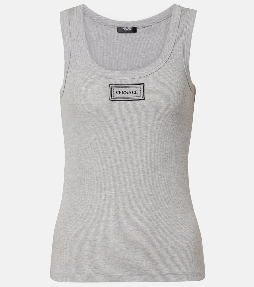 Versace Cotton-blend Top In Gray