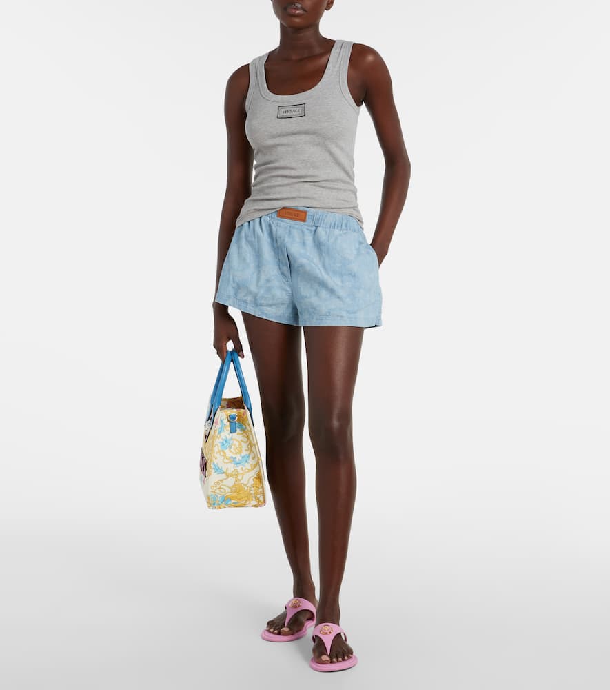 Versace Cotton-blend Top In Gray