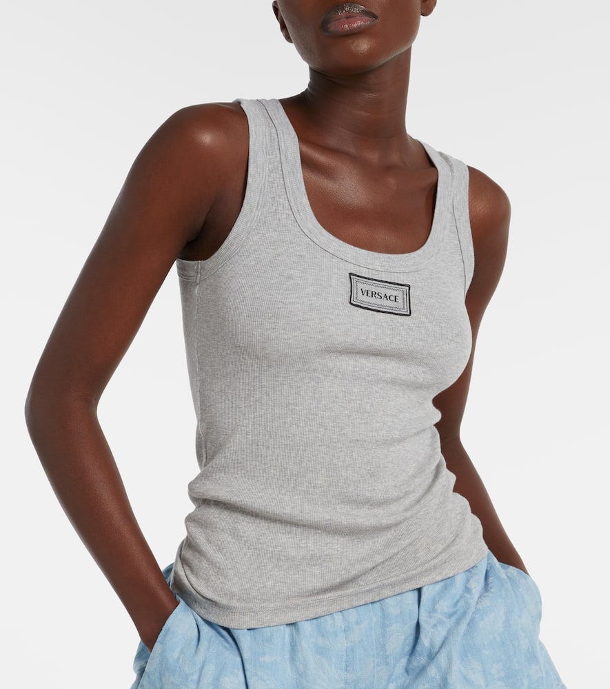 Versace Cotton-blend Top In Gray