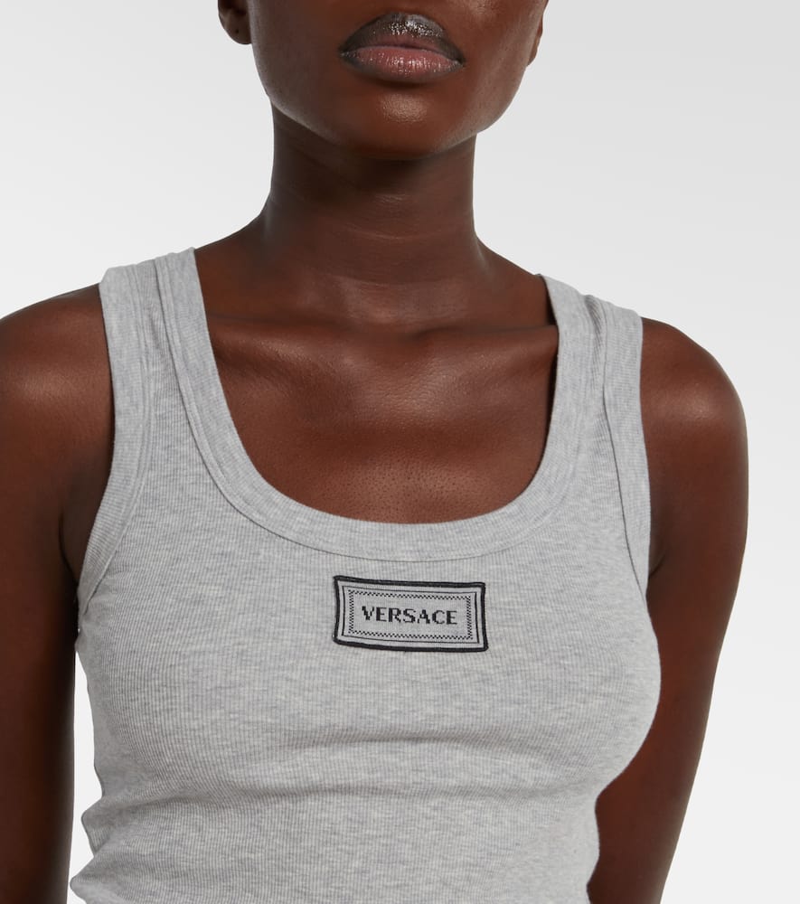 Versace Cotton-blend Top In Gray