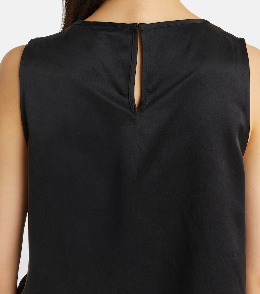 Asceno Sofia Silk Charmeuse Tank Top In Black